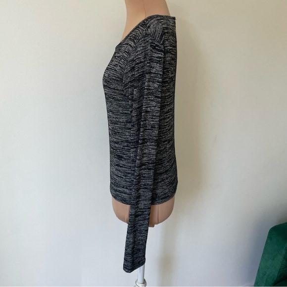 Rag & Bone/JEAN Black Gray Heather Knit Long-Sleeve Round Neck Top EUC Size S - Picture 2 of 8